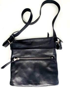 Danier Black Leather Crossbody Bag with Silver Hardware